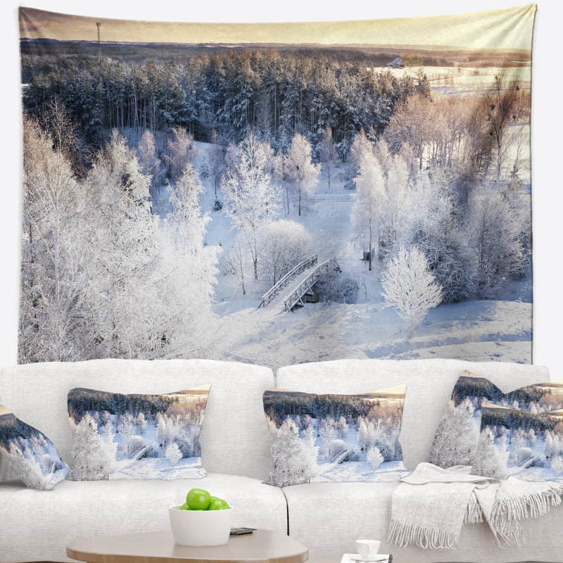 Tapisserie panorama de belle hiver paysage, H 68 po x l 80 po