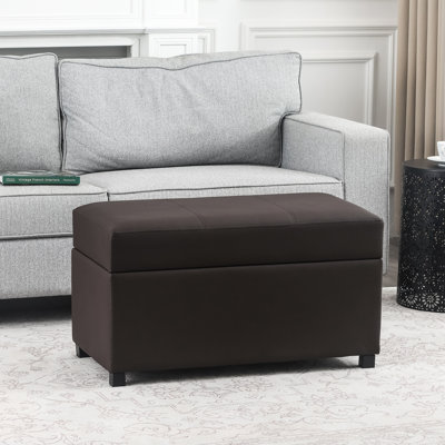 31 Inches Pu Faux Leather Storage Ottoman Bench by Ebern Designs
