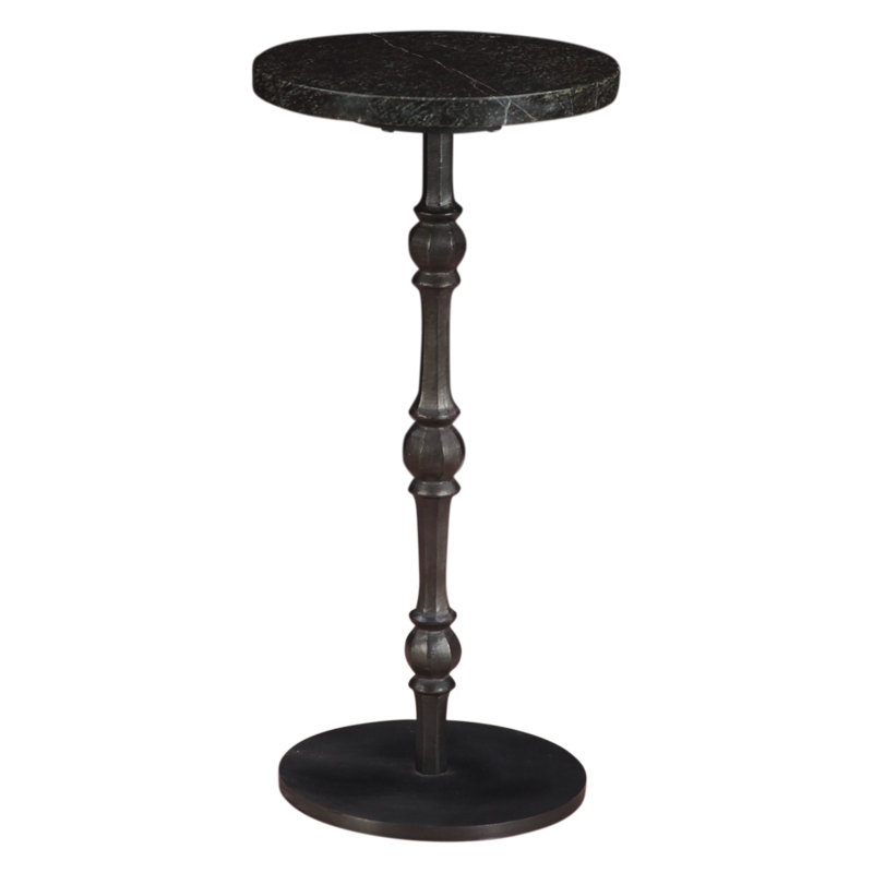 Rochester 10" Side Table in Green Marble with Casted Base