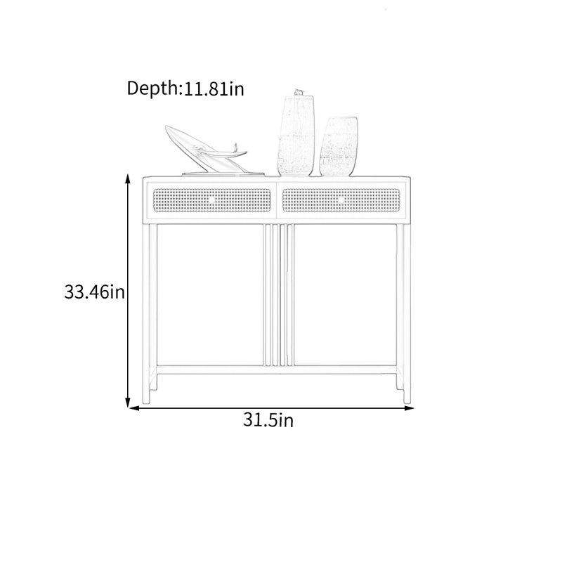 Console Modern, Blanc, 33.46" H x 31.5" W x 11.81" D, Blanc