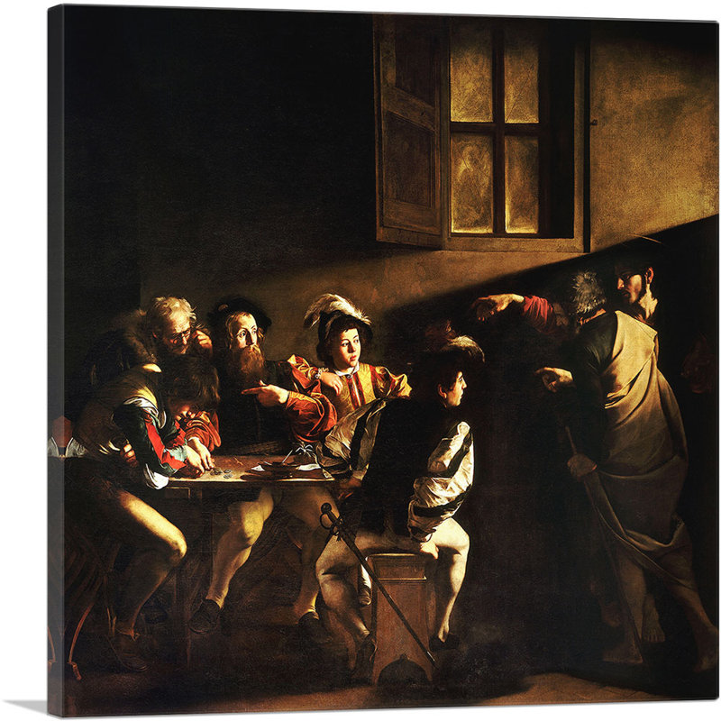 «The Calling Of Saint Matthew 1600», reproduction, H 36 po x l 36 po x P 0,75 po