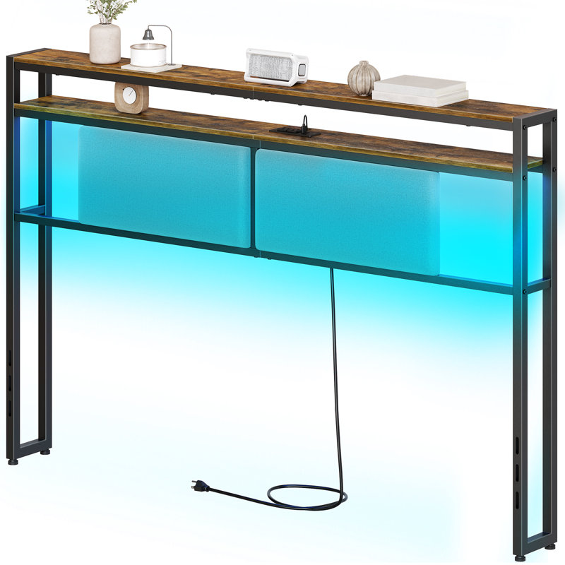 Lutske Headboard for Queen Size Bed with Charging Station and LED Light, Height Adjustable, Queen