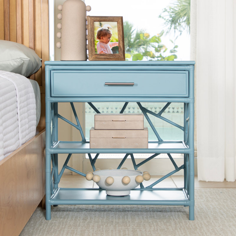 End Table with Storage, Pool Blue