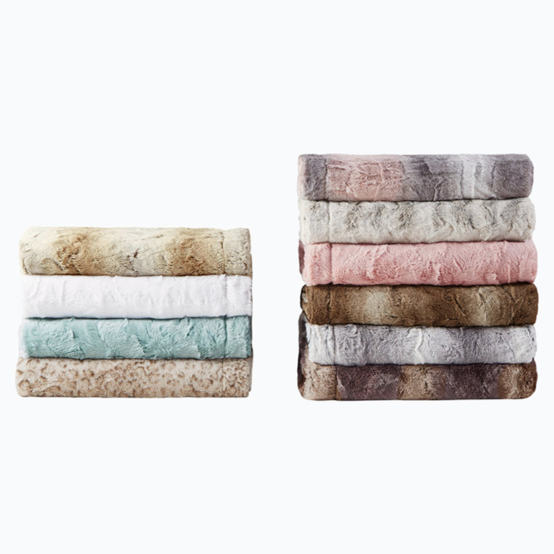 Luxurious Marselle 60"x70" Faux Fur Throw Blanket in Tan