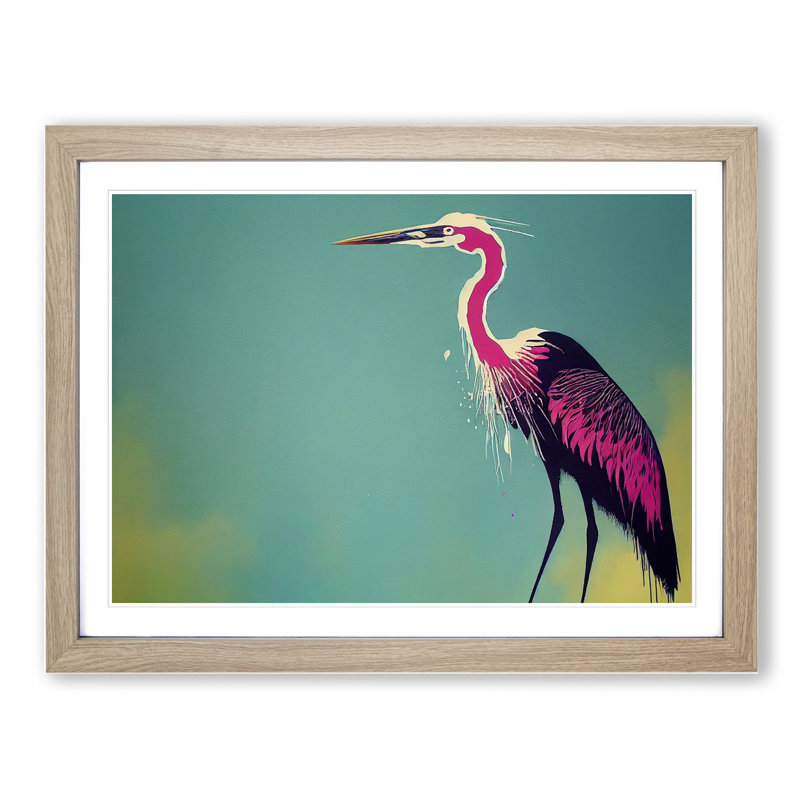 Heron Bird Splash Vol.1 Abstract - Single Picture Frame Print, 34cm H x 46cm W x 2cm D, Oak