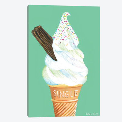 Ice Cream on Mint Green Graphic Art on Canvas