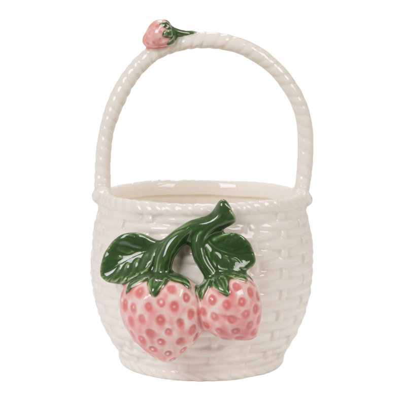 Stoneware Strawberry Basket Container