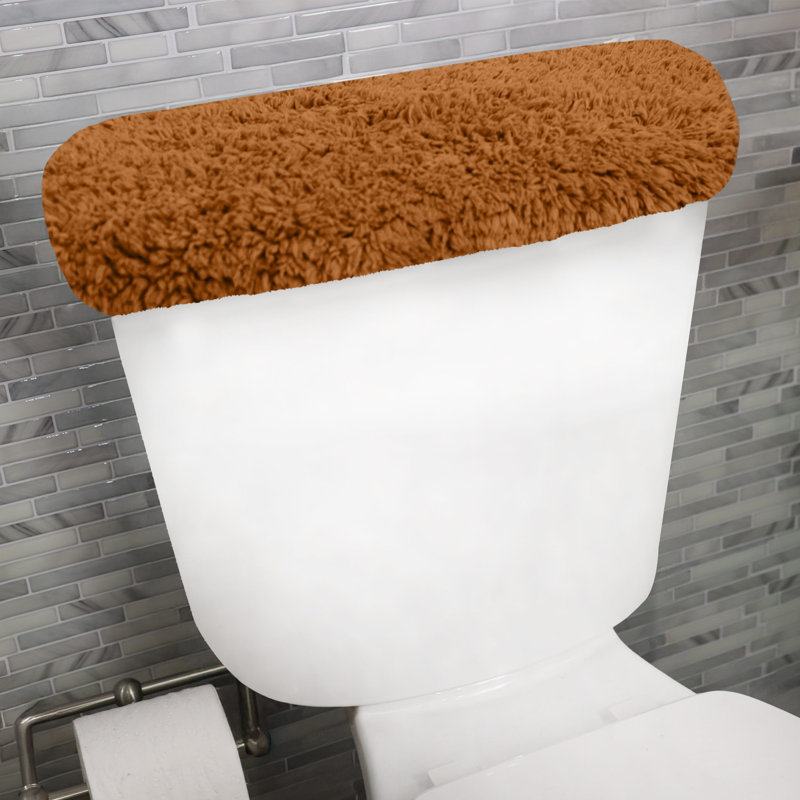Couvercle de réservoir de toilette 100% coton en peluche avec ajustement élastique, décor décoratif doux pour salle de bain, 10 po x 22 po