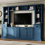 Meuble télé moderne bleu avec pont pour téléviseur de 75 po, tablettes réglables tout-en-un, unité de divertissement mural-208184165