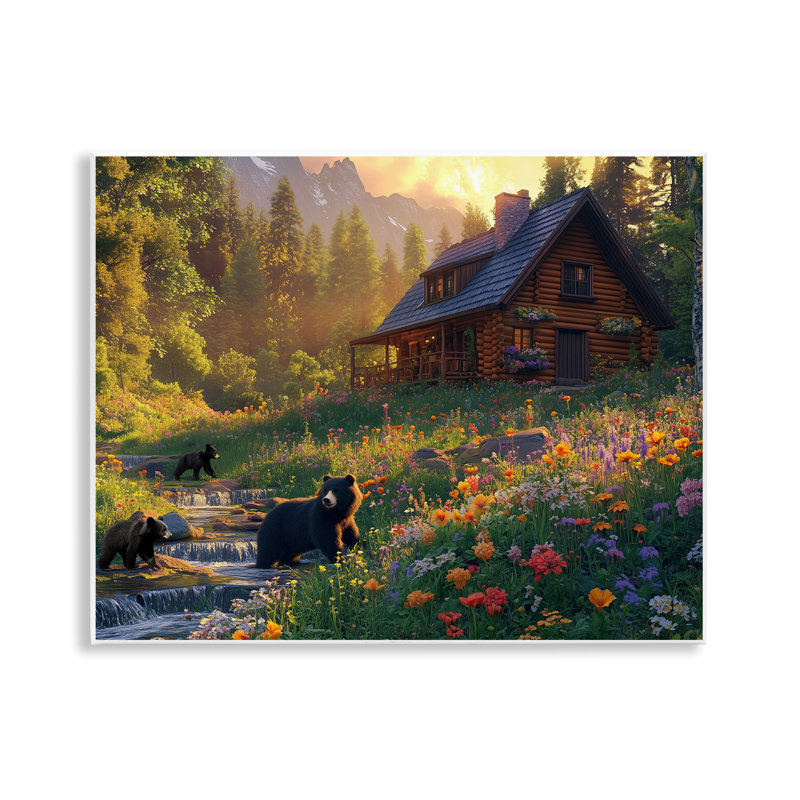 Plaque murale «Bears at Floral Cabin», conception de Jim Baldwin