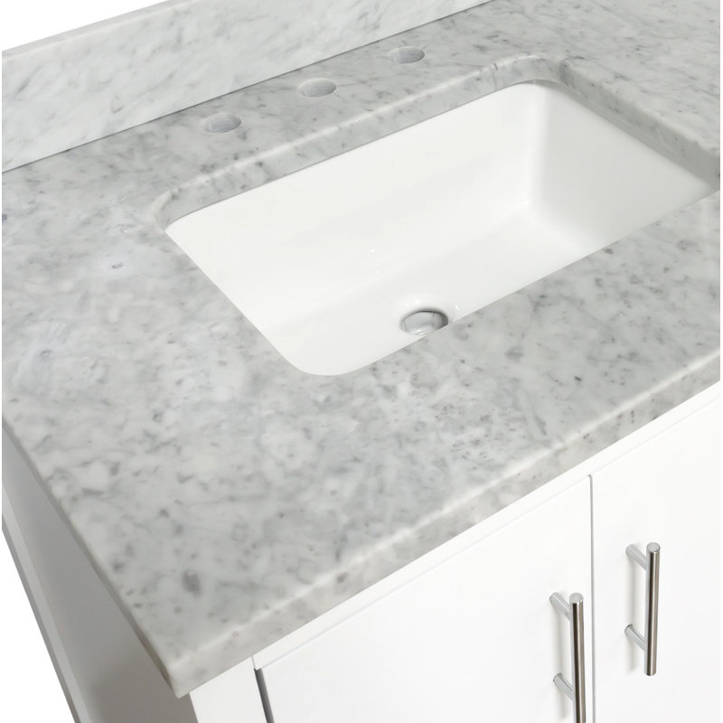 Ensemble de meuble-lavabo double 60 po Kiara, Blanc, Marbre de Carrare