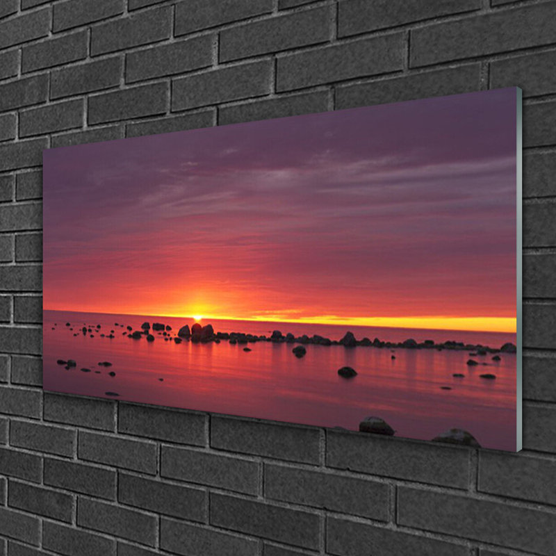 Landscape Sea Sun - Unframed Photograph on Glass