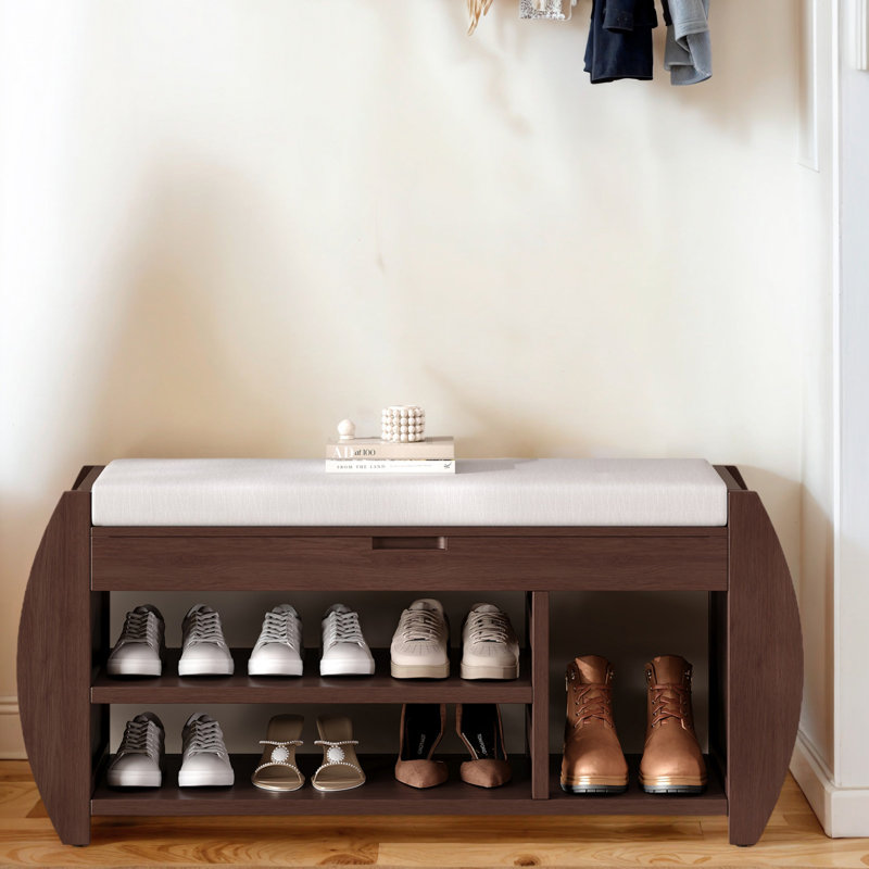 Banc de rangement en tissu, Espresso, H 18,28 po x l 42 po x P 13 po
