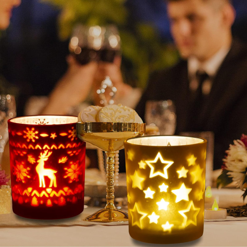 4'' H Glass Tabletop Votive Holder with Candle Included