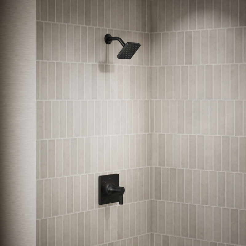 Venza Rite-Temp Shower Faucet Trim Set With 1.75 GPM Showerhead, Matte Black