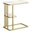 2-Tier C Shaped Nightstand, White Marble Grain Accent Table, Light Luxury Sofa Side Table for Bedroom Living Room