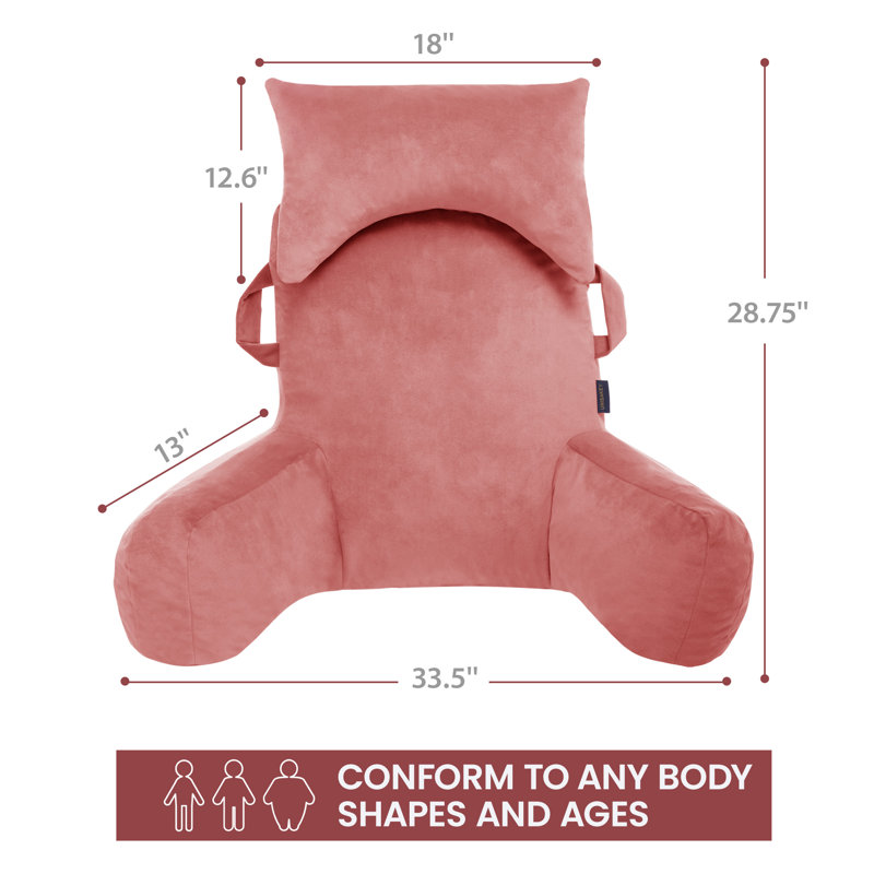 Comfy - Coussin à haut dossier avec appui-tête et poches, Rose