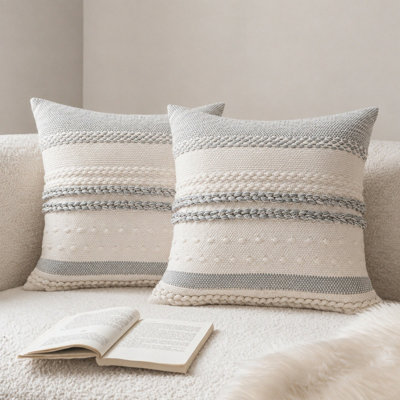 18 x 18 Inch Textured Decorative Boho Throw Pillow Covers