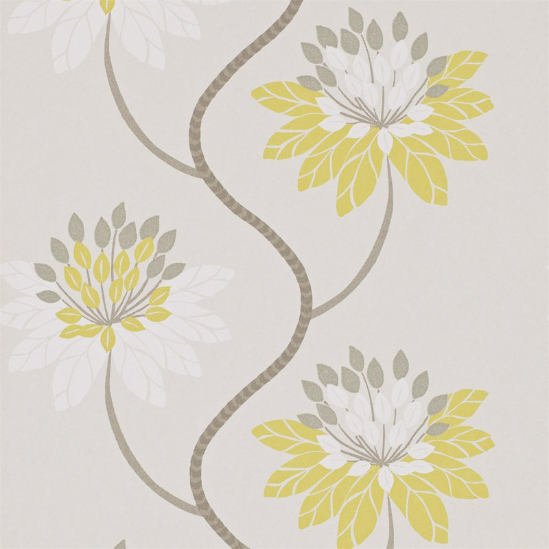 Eloise 10.05m x 52cm Wallpaper Roll, Chartreuse/Warm Grey