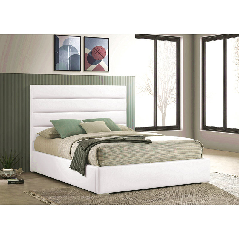Dulcey White Upholstered Queen Platform Bed, Queen