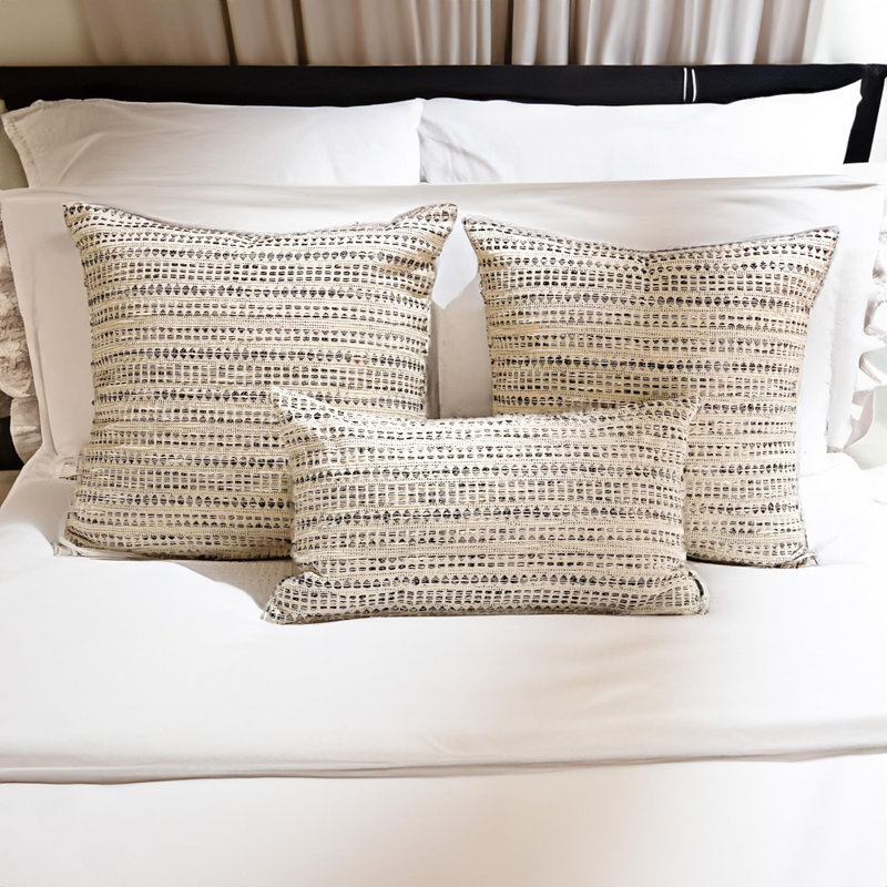 Housse de coussin rayée en mélange de coton
