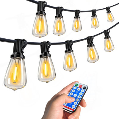 100 FT Solar String Lights Waterproof,Patio Lights Solar Powered With Remote & USB Port 30 LED Shatterproof Bulbs 3 Light Modes, Dimmable Solar Light For Camping Backyard Garden
