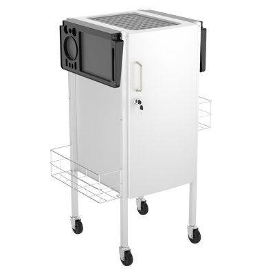 Lockable Salon Trolley Cart With Folding Tray Holders, Metal Baskets And Wheels
