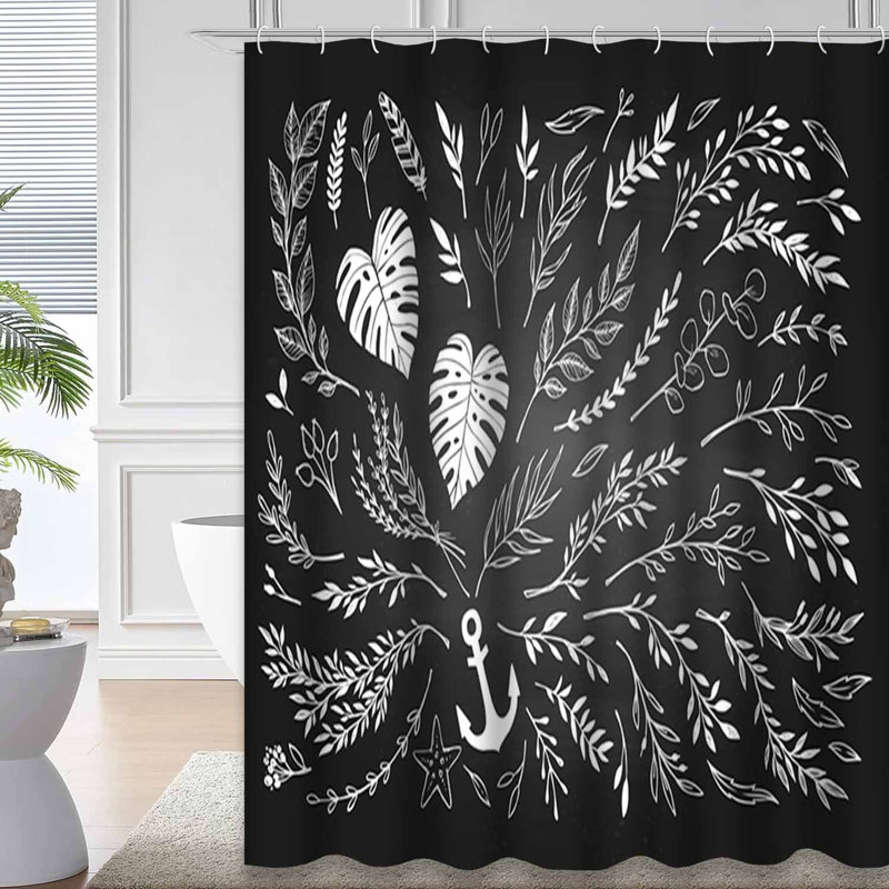 Rideau de douche imperméable à l'eau avec 12 crochets, L 72 po x l 84 po