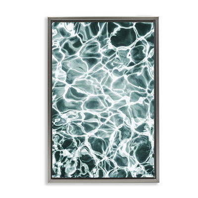 Aqua Ripple Pattern Framed Floater Canvas by Sisi and Seb