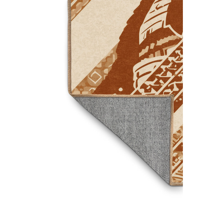 Tapis brun classique lavable à la machine à motif de blocs Incan Guard - brun clair, 8x10