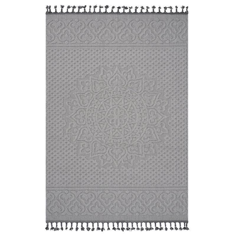 8X10 White/Ivory /Medallion Indoor/Outdoor Area Rug, Rectangle 7'9" x 10'