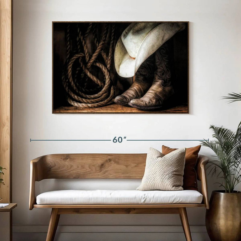 Ensemble Cowboy, 46 po x 31 po, Cadre flottant noyer
