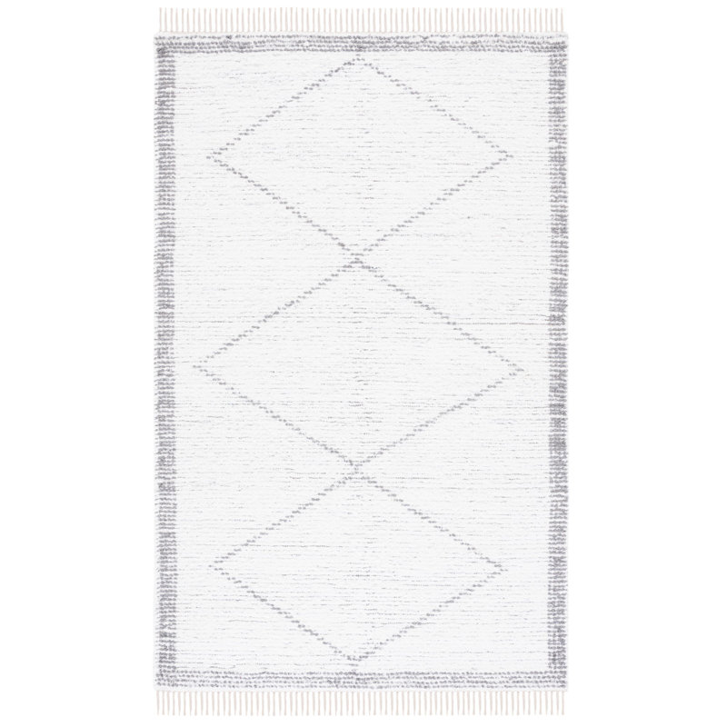 Anaias Hand Woven Cotton Geometric Rug, Rectangle 4' x 6'
