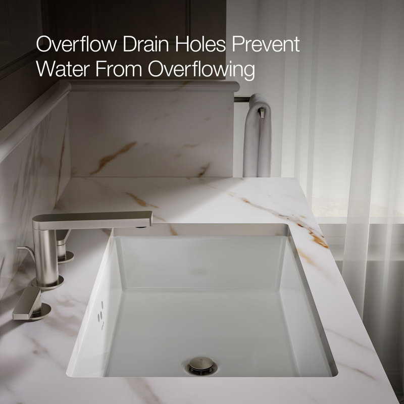 Kathryn® Vitreous China Rectangular Undermount Bathroom Sink with Overflow, White