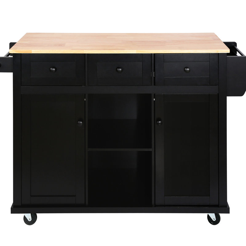 Grey Blue Kitchen Cart With Adjustable Storage & Drop, 5 Rolling Wheels Drop Countertop And Internal , Wheels, 3 Drawers, For Dinning Room