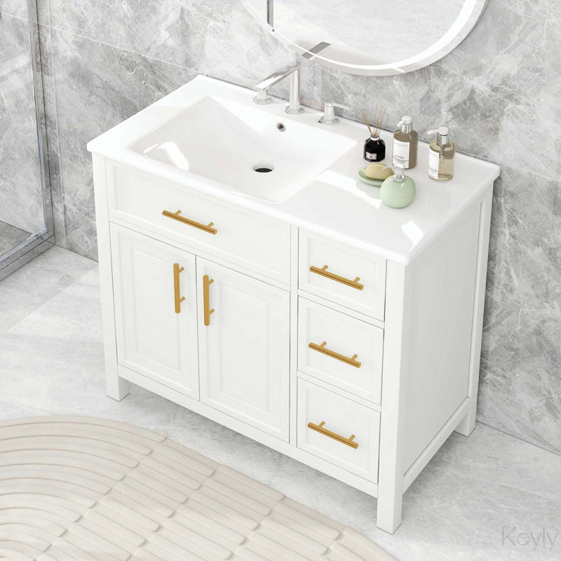 Meuble-lavabo simple 36 po avec plateau en céramique SAHIM