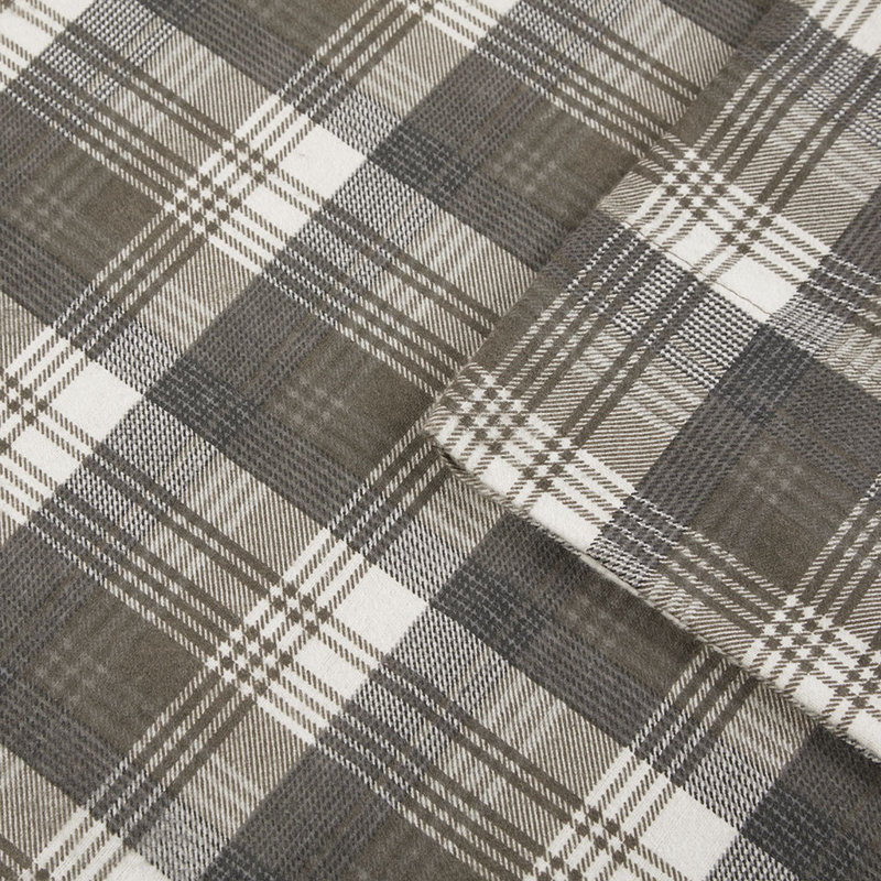 Ensemble de draps 100% flanelle de coton Woolrich, Ensemble de draps pour grand lit avec 2 taies d'or, Carreauté brun