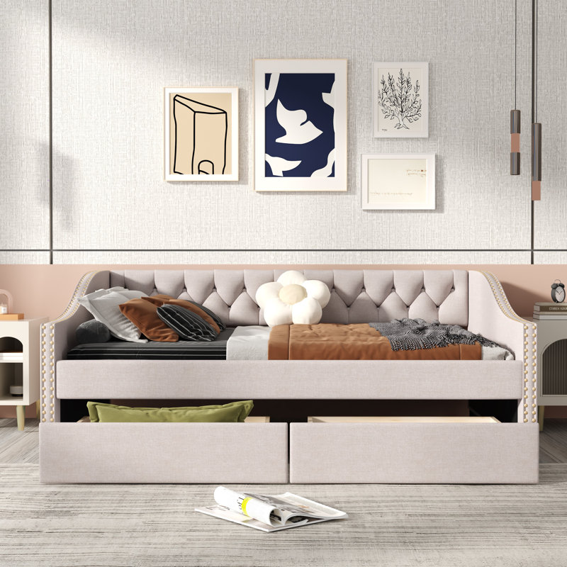 Audy Upholstered Daybed, Beige