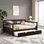 Versatile Multi-functional Solid Wood Full Size Platform Daybed With Twin Pull-Out Trundle, Wood-Tone Brown