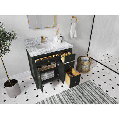 Sonoma 36 In. W X 22 In. D Left Offset Sink Bathroom Vanity In Blacktop With 2 In.