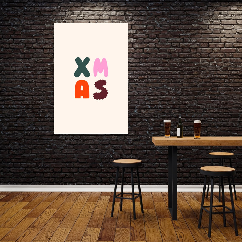 Colorful Xmas Letters Bold Colorful Modern Winter Wall Art Print 1 Piece Wrapped Canvas Wall Art, 152.4cm H x 101.6cm W