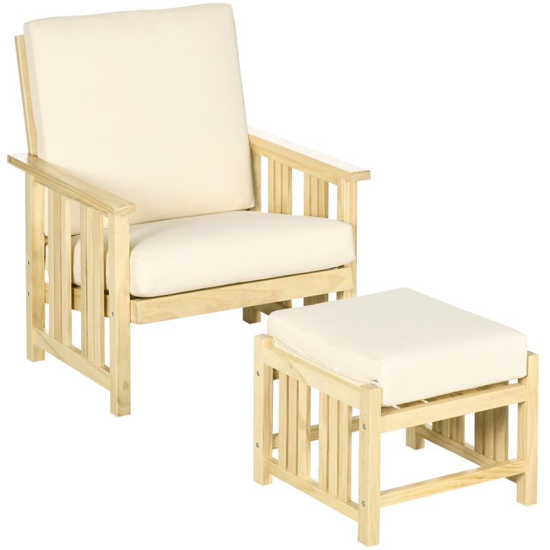 2 chaises de patio en bois: chaise avec coussin, beige pour utilisation dans la véranda et - 2 pièces pour l'extérieur
