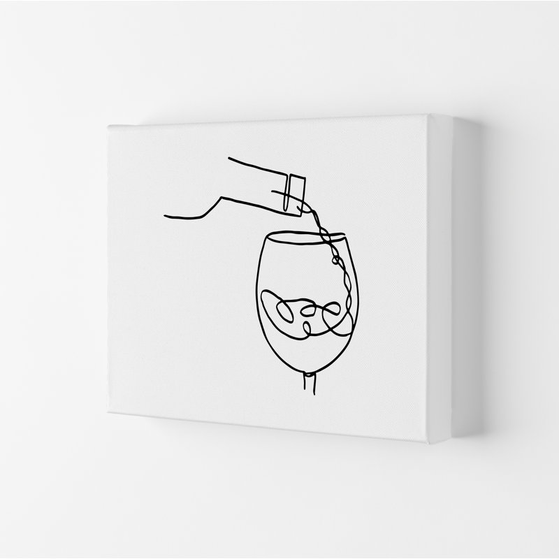 Pouring Wine - Print on Canvas, 84.1cm H x 59.4cm W x 4cm D, Black Frame