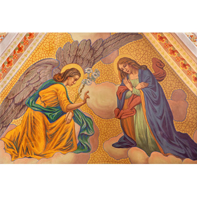 Banska Stiavnica - The Annunciation Fresco by Sedmak - Wrapped Canvas Print