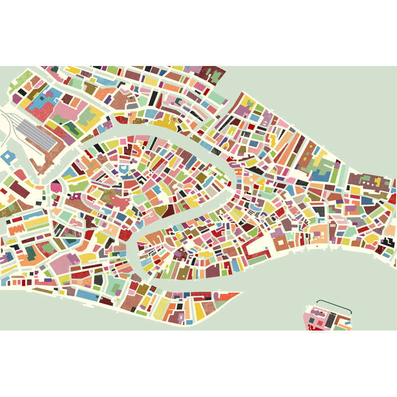 Modern Venice Map by Nikki Galapon - Wrapped Canvas Print, 30cm H x 46cm W x 3.8cm D
