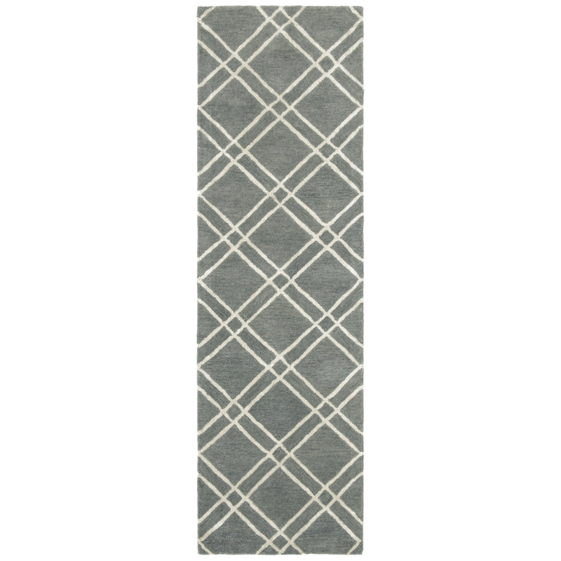 Milroy Hand Tufted Wool Geometric Rug, Runner 2'3" x 6'