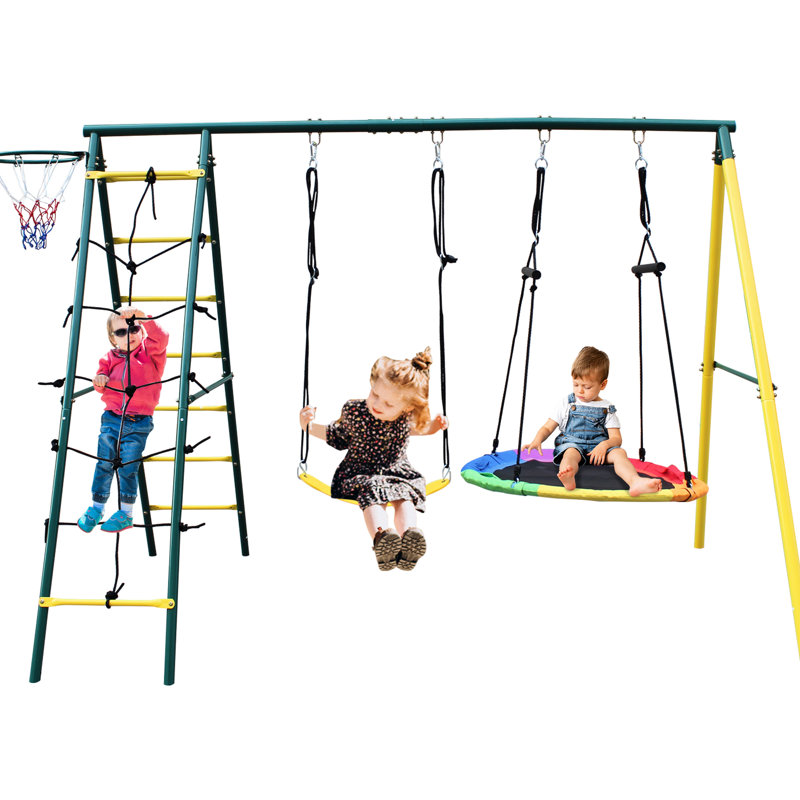 Balançoire en métal multicolore avec ceinture - modèle 2 places pour un plaisir en plein air