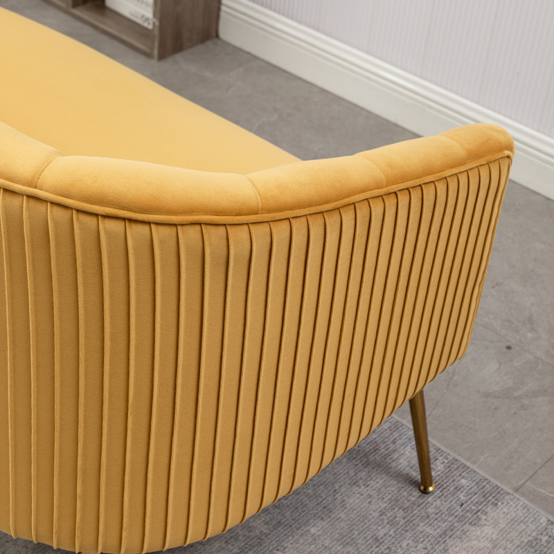 Mariantonietta 51'' Velvet Loveseat, Yellow 