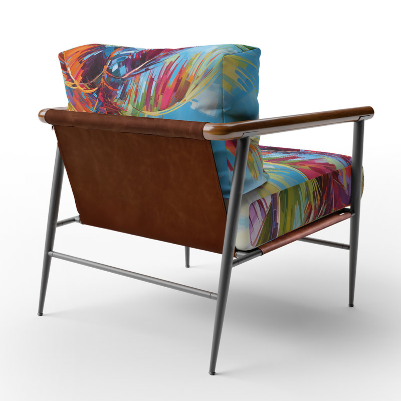 Popart Palm Trees II - Chaise rembourrée avec accoudoirs tropicaux et fauteuil Palm Leaves, Noir, noir, noir, noir
