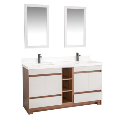 Ensemble de meuble-lavabo double 59 po avec miroir Kulia